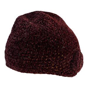 Vintage Italian Handmade Chenille Cloche Hat Burgundy Metallic Accent